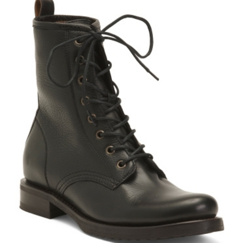 Frye Veronica Women's Combat Lace-Up Black Boots. Size 7.5.